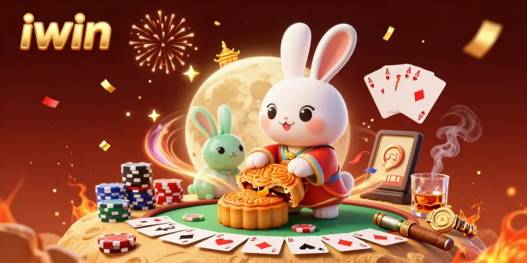 Experience the thrill of iwin casino with captivating poker scenes and festive moonlit celebrations.