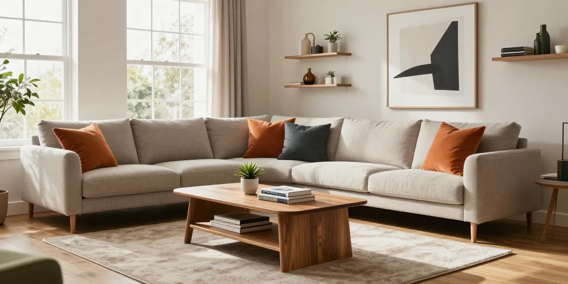 Stilvolles Wohnzimmerinterieur mit modernen Möbeln für wohnmöbel online kaufen, das eine gemütliche Atmosphäre mit zeitgemäßer Dekoration zeigt.
