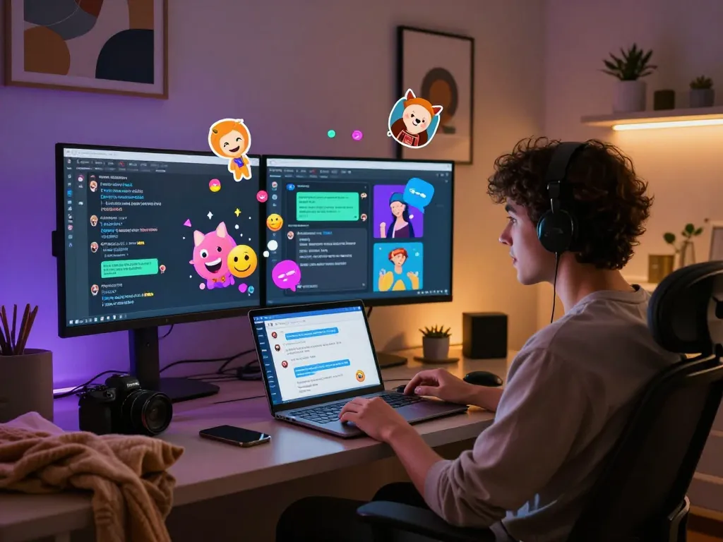 Interactive nsfw chat bot scene in a modern home office with engaging user interface