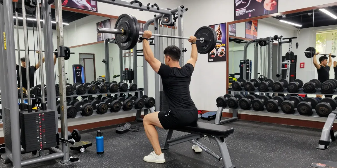 Selliza Shop: Bodybuilder beim Training in hochwertigem Fitnessstudio mit professionellem Equipment.