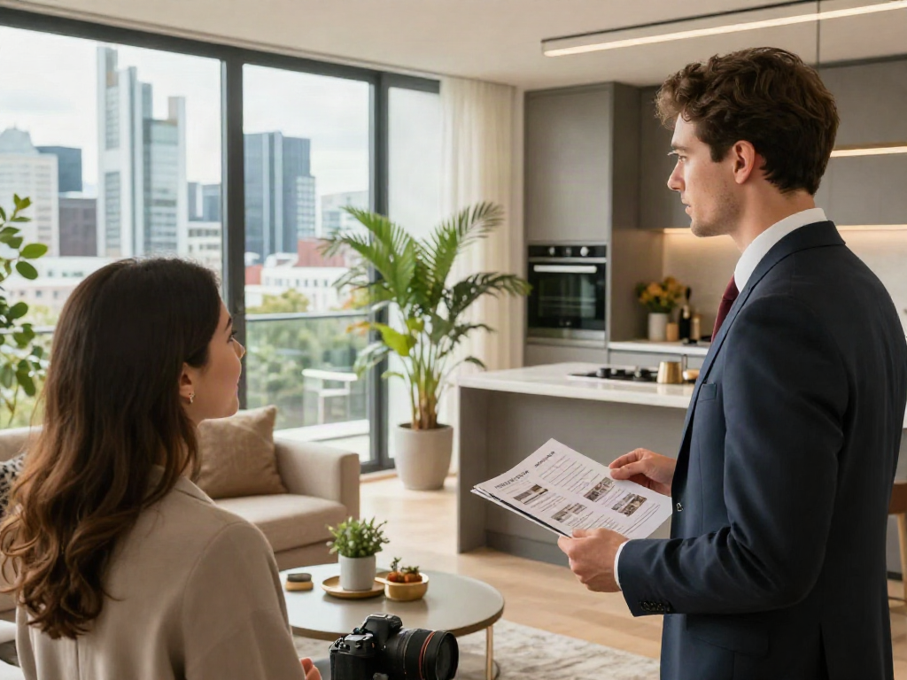 Der beste Immobilienmakler Frankfurt präsentiert eine moderne Wohnung mit luxuriösen Details.