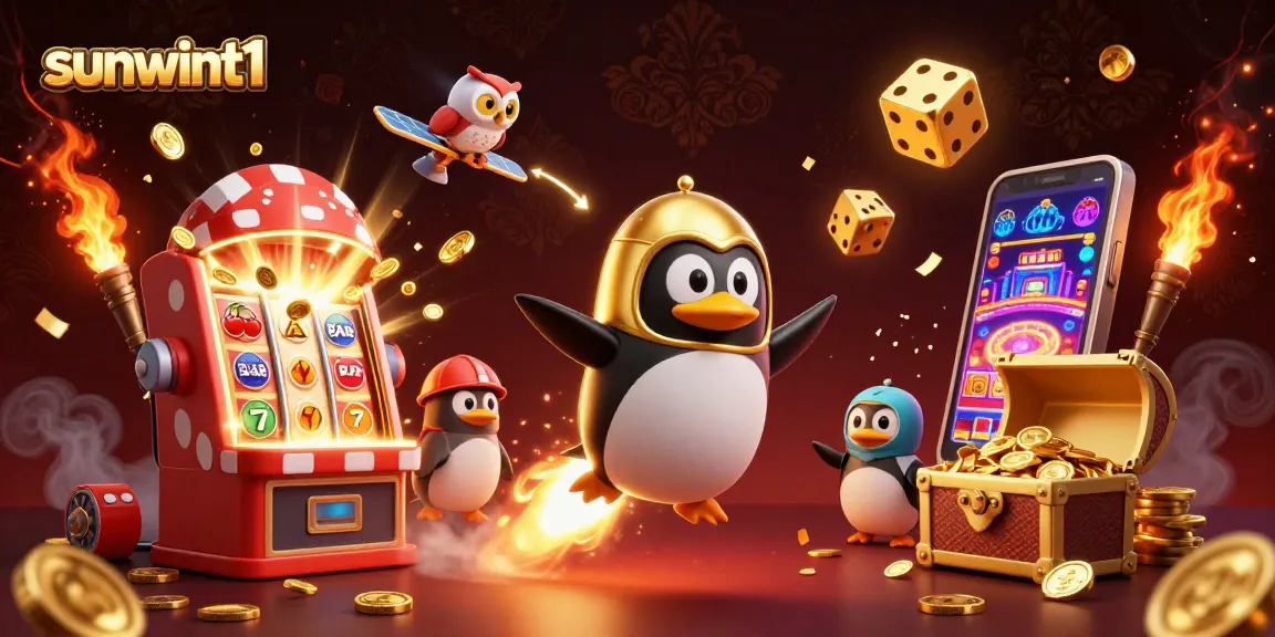 Experience the excitement of sunwint1 with a golden penguin racing to win big jackpots!