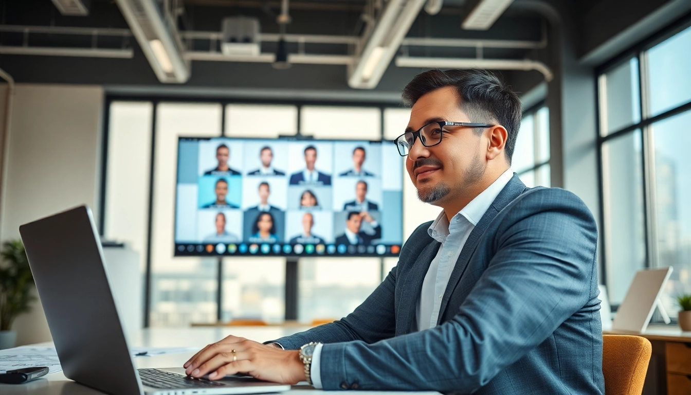 Headhunter Ingenieure bei einem wichtigen Videogespräch in einem modernen Büro.
