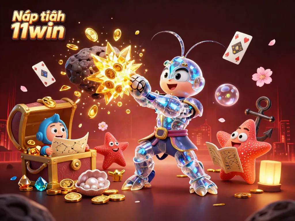 Engage with Nạp tiền 11win through a vibrant scene of a galactic samurai and treasures.