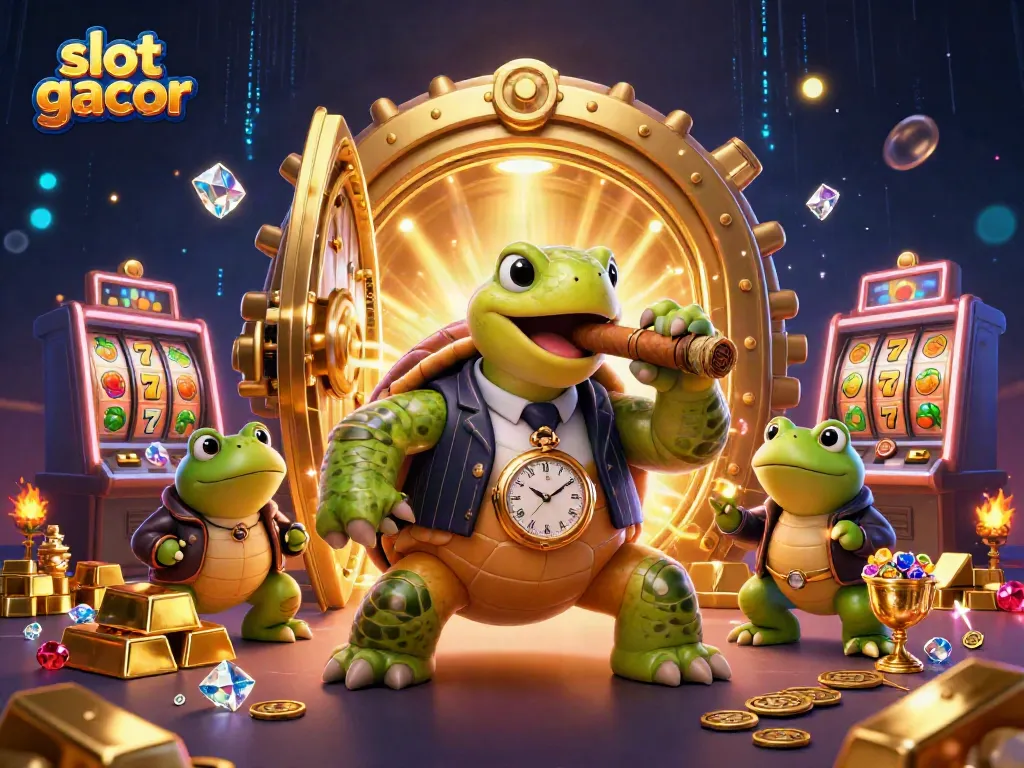 Engaging scene with slot gacor characters showcasing dynamic casino elements in vibrant 3D illustration.