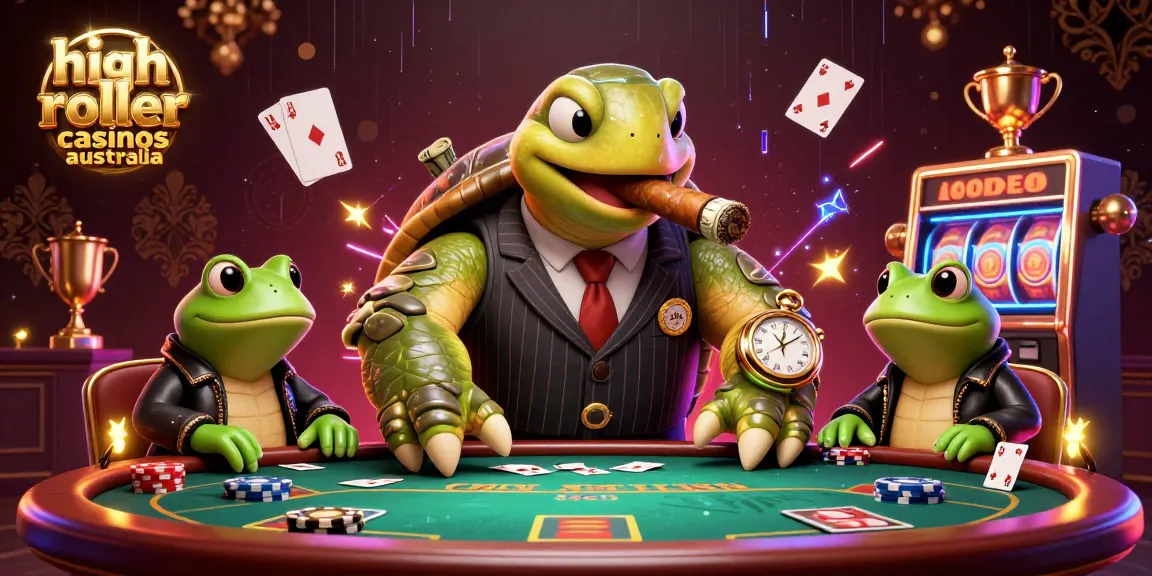 Engaging scene of high roller casinos Australia featuring a snapping turtle mobster and enforcers with poker highlights.