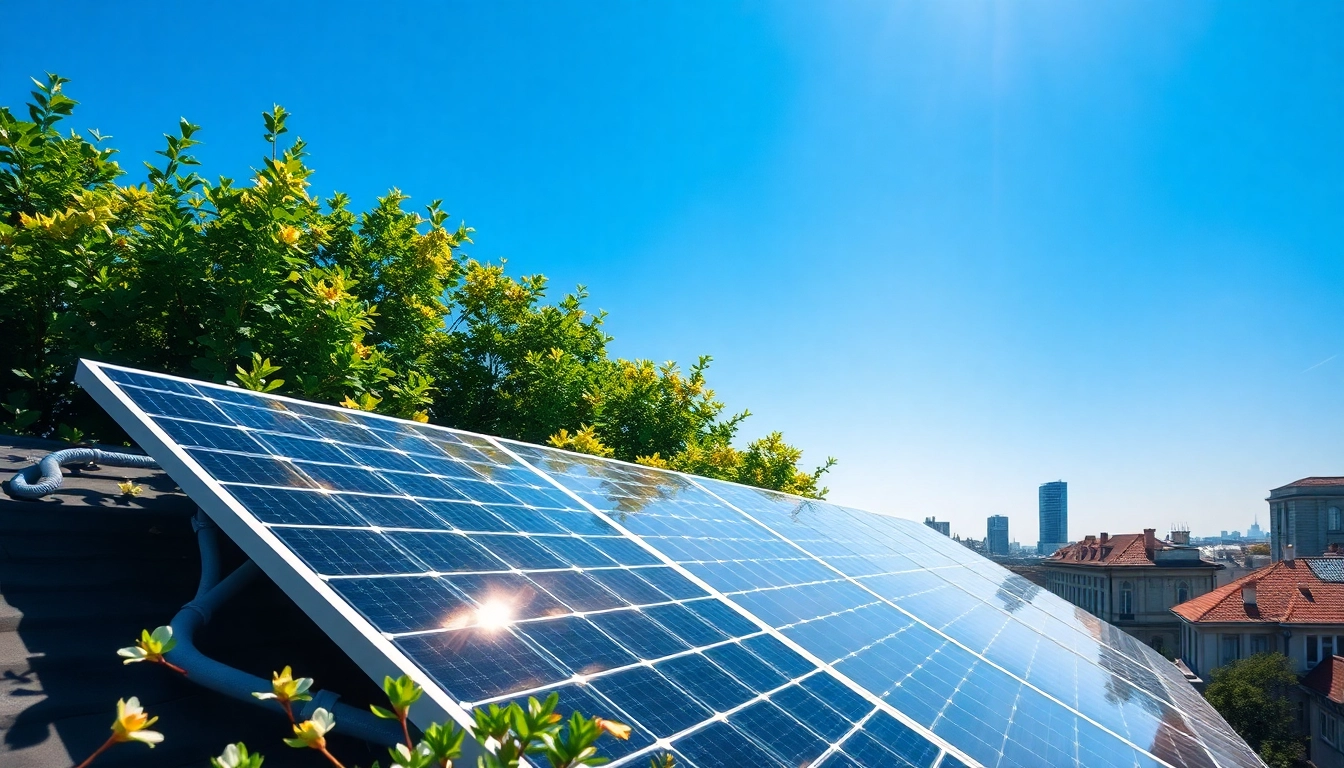 Zeigen Sie die PV anlage kosten wien mit installierten Solarpanelen auf einem modernen Dach.